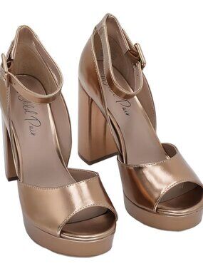 Wild Pair Reemaa Peep Toe Platform Heel Sandal Bronze Metallic 6.5M